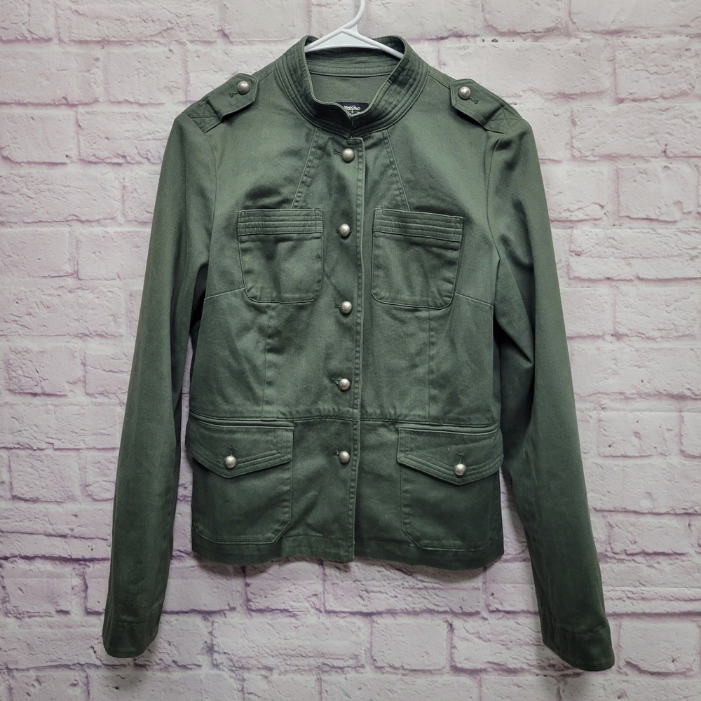 Mossimo Military Field Cargo Jacket Womens M Button Front Minimalist Grunge Y2k